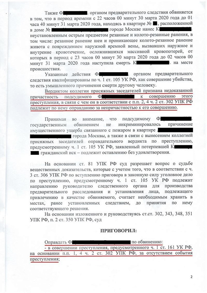 Оправдательный приговор по уголовному делу